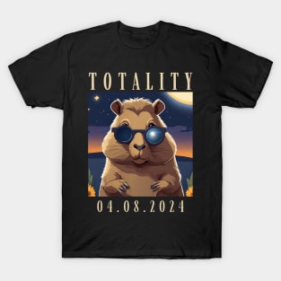 2024 Total Solar Sun April 8 Eclipse Watching Capybara T-Shirt